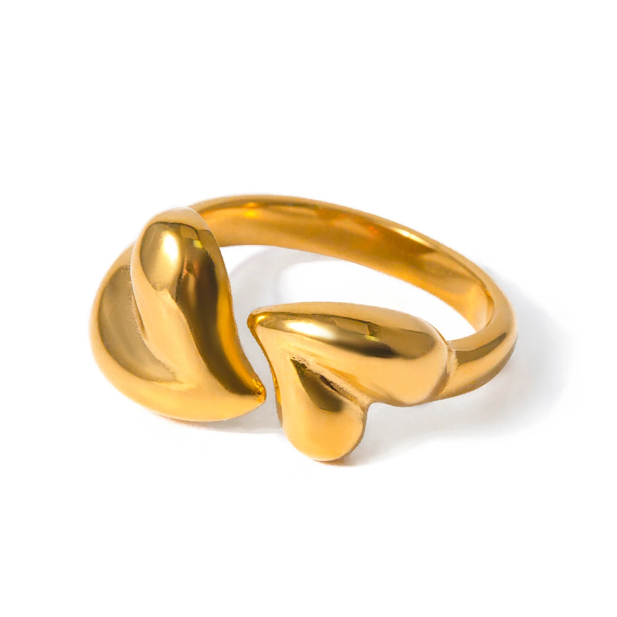 Kika Stainless Steel 18k Gold Color asymmetric heart shaped open ring