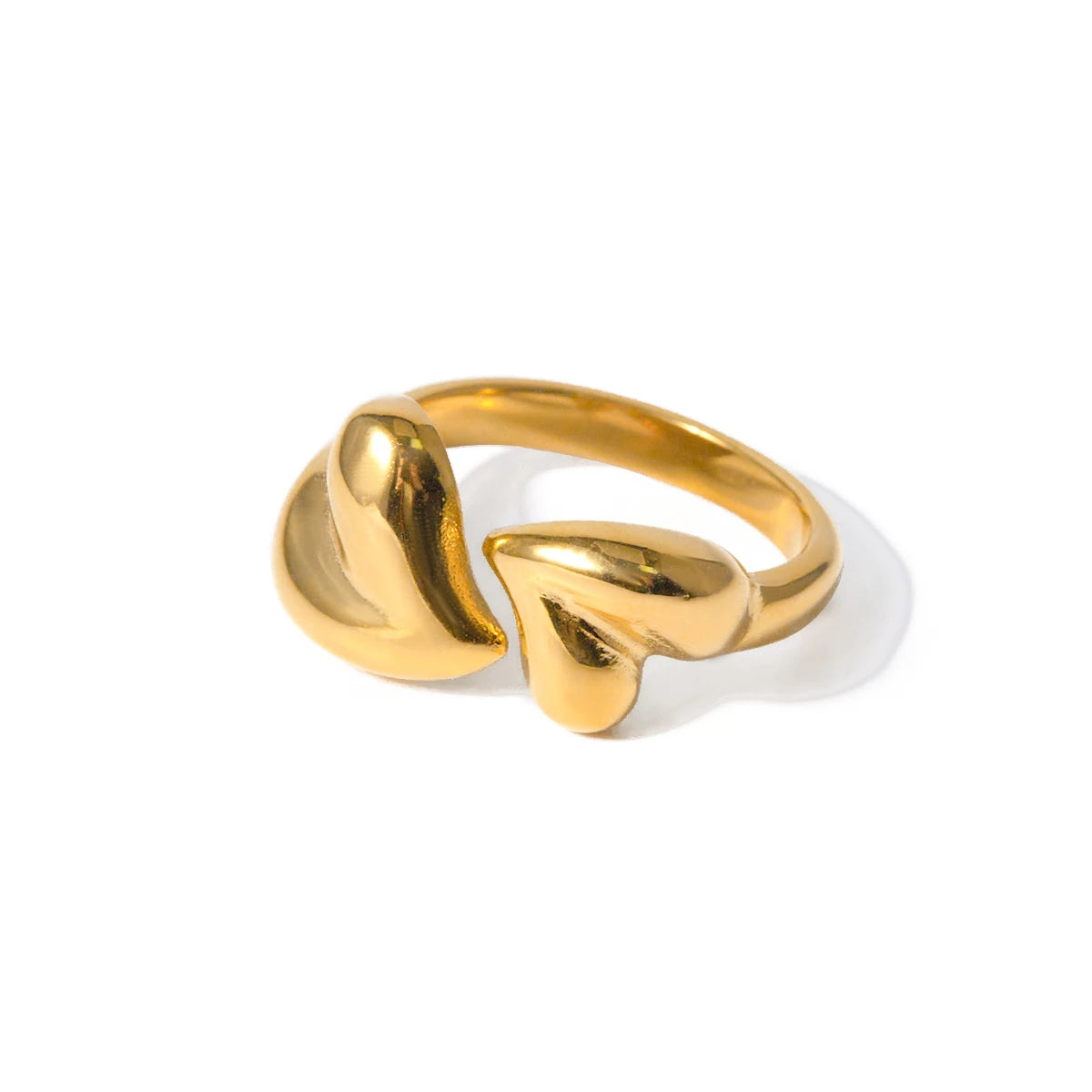 Kika 18K Gold Plated Stainless Steel Asymmetrical Heart-shaped Open Ring