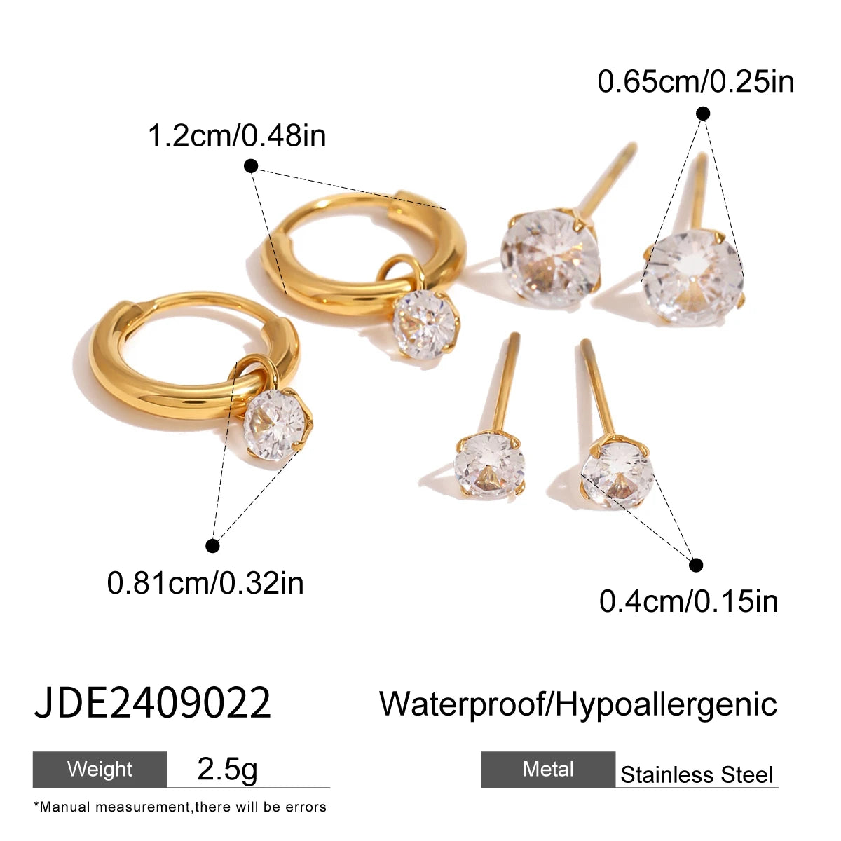 Exquisite 3-Pair Earring Set Shell Starfish Ear Studs Stackable