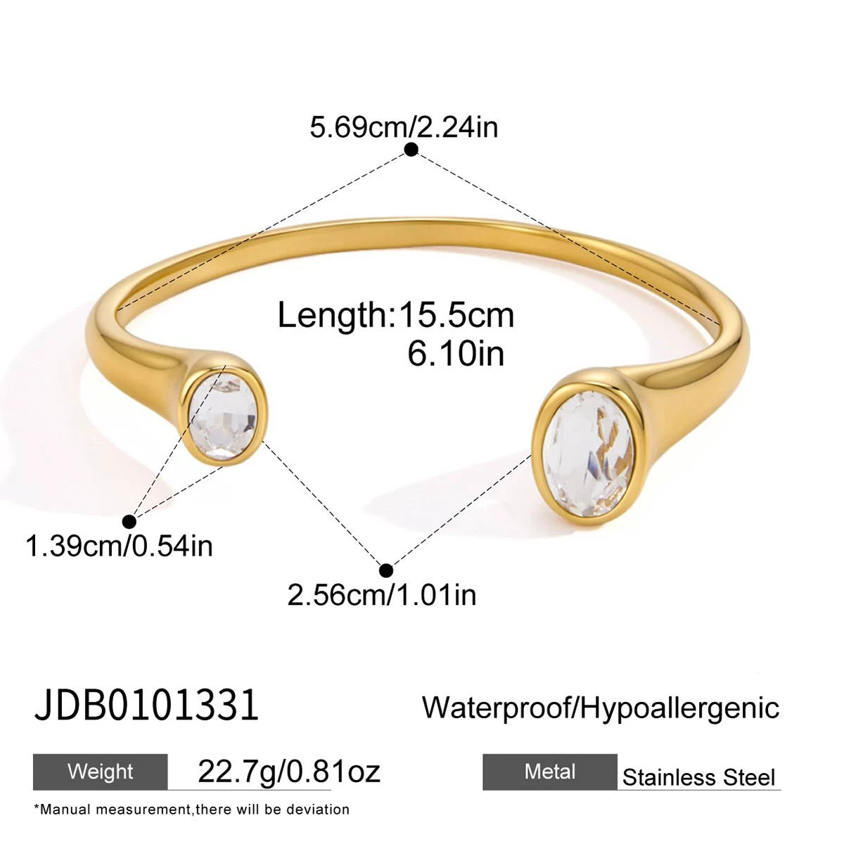 Kika Elegant Geometric Crystal Cuff Bracelet