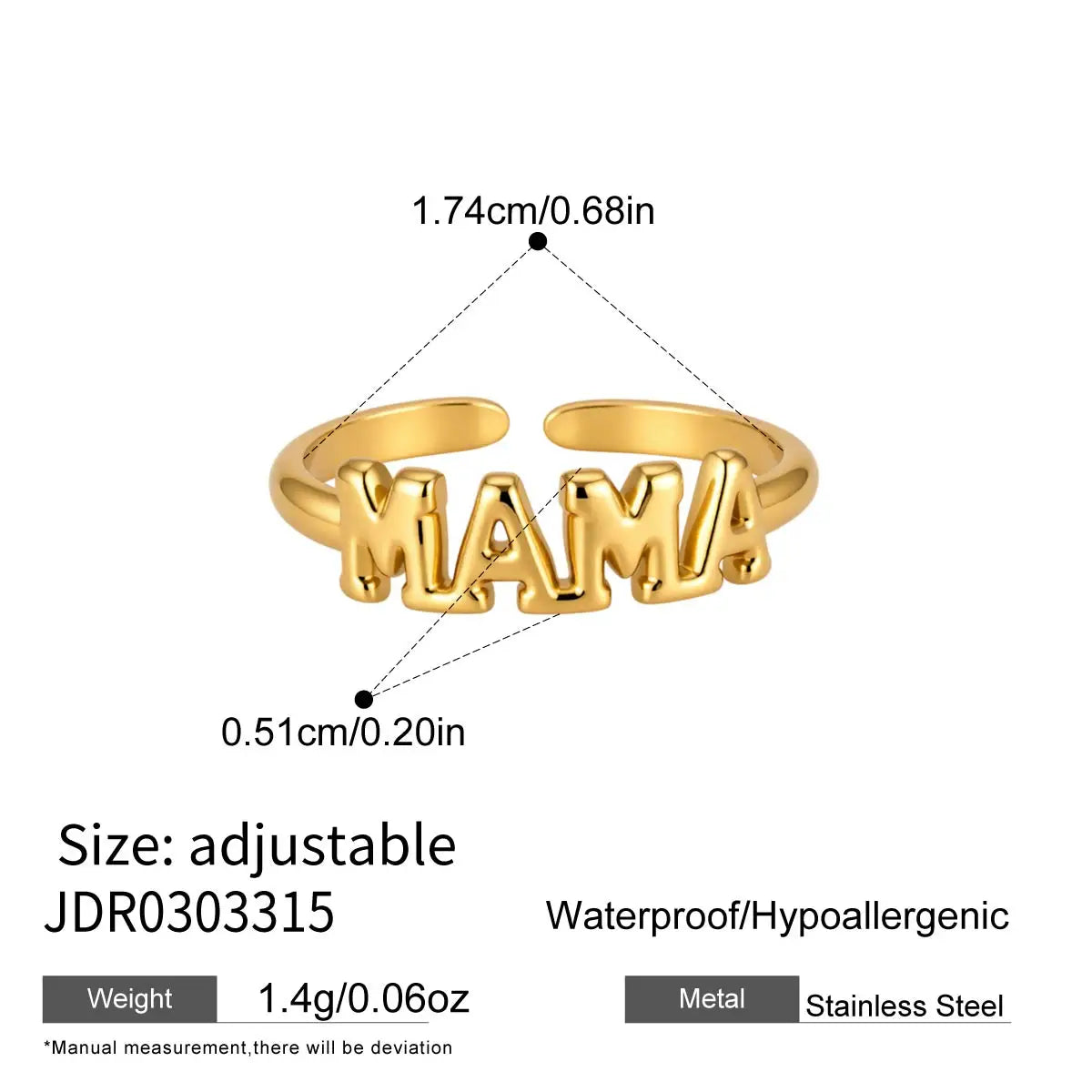 Kika Delicate Gold Color Bubble Letter Mama Mother'S Day Necklace ñ