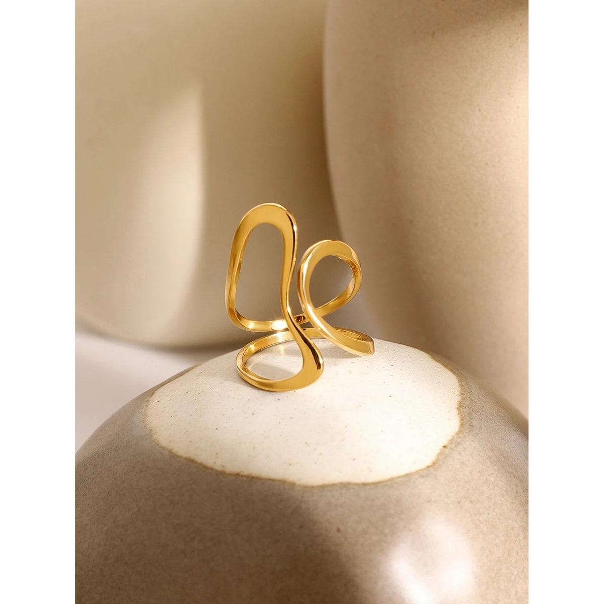 Kika Unique Original Stainless Steel Gold Color Ring