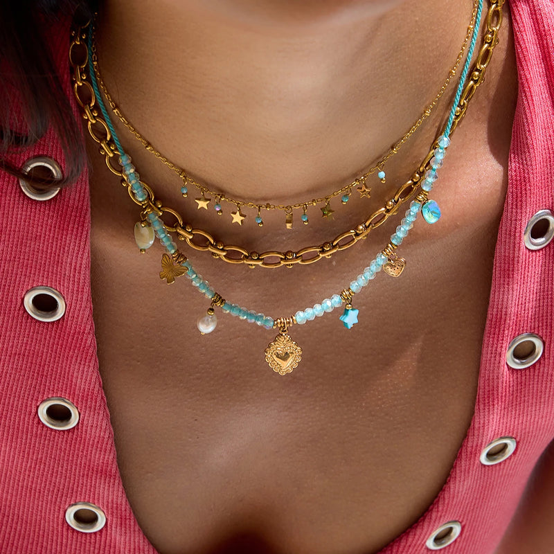 Kika Ocean Vacation StyleHeart shaped Butterfly Necklace