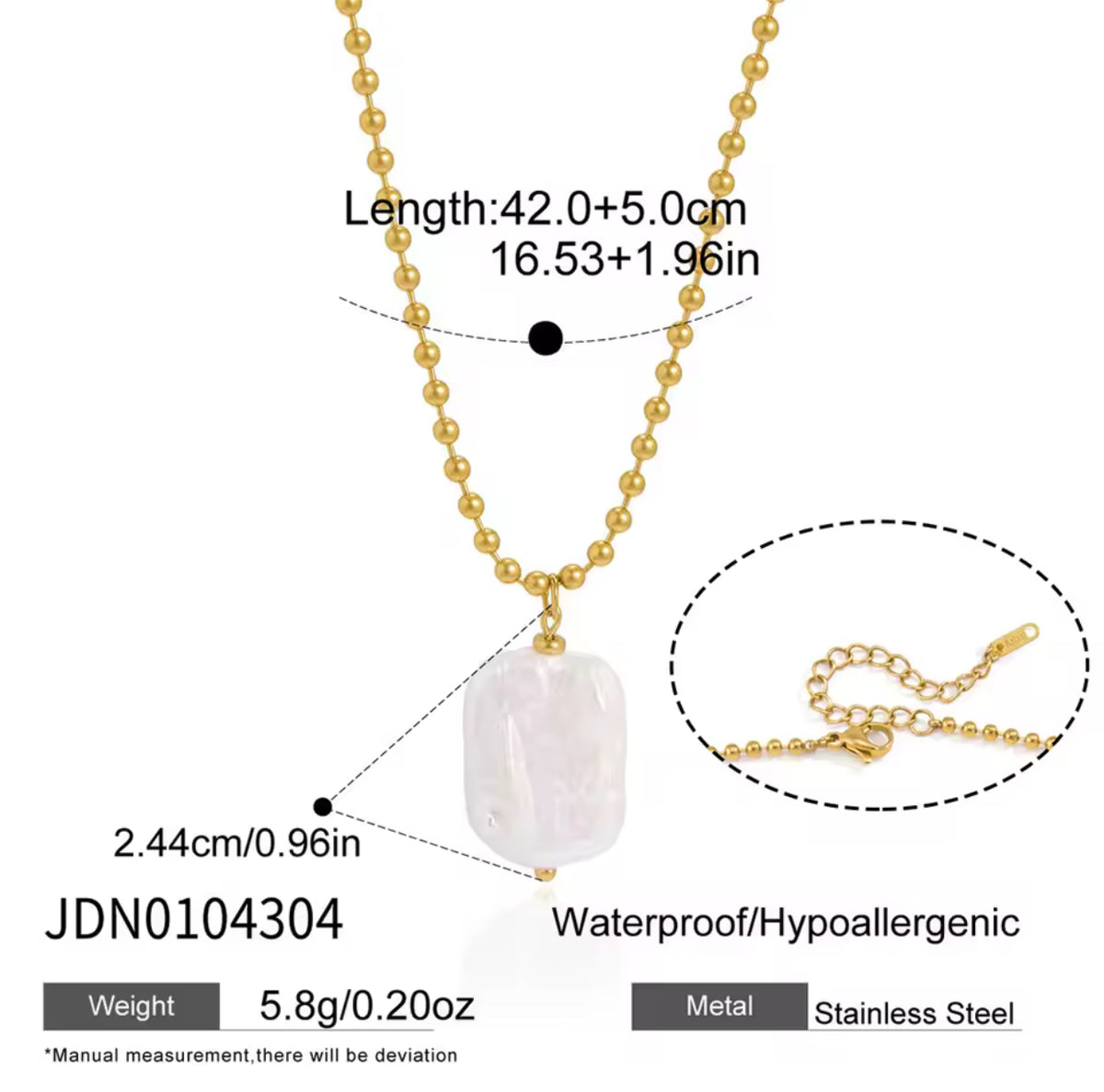 Kika Elegant Irregular Freshwater Pearl Pendant Necklace