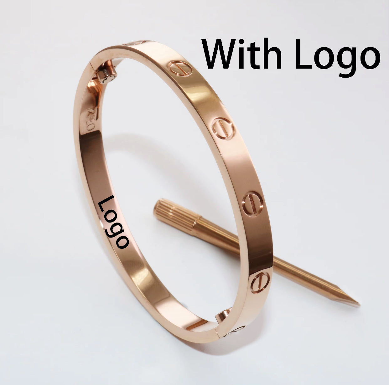 Kika 316L Stainless Steel Bracelets with 18K Gold Plated, Screw Design and Zircons