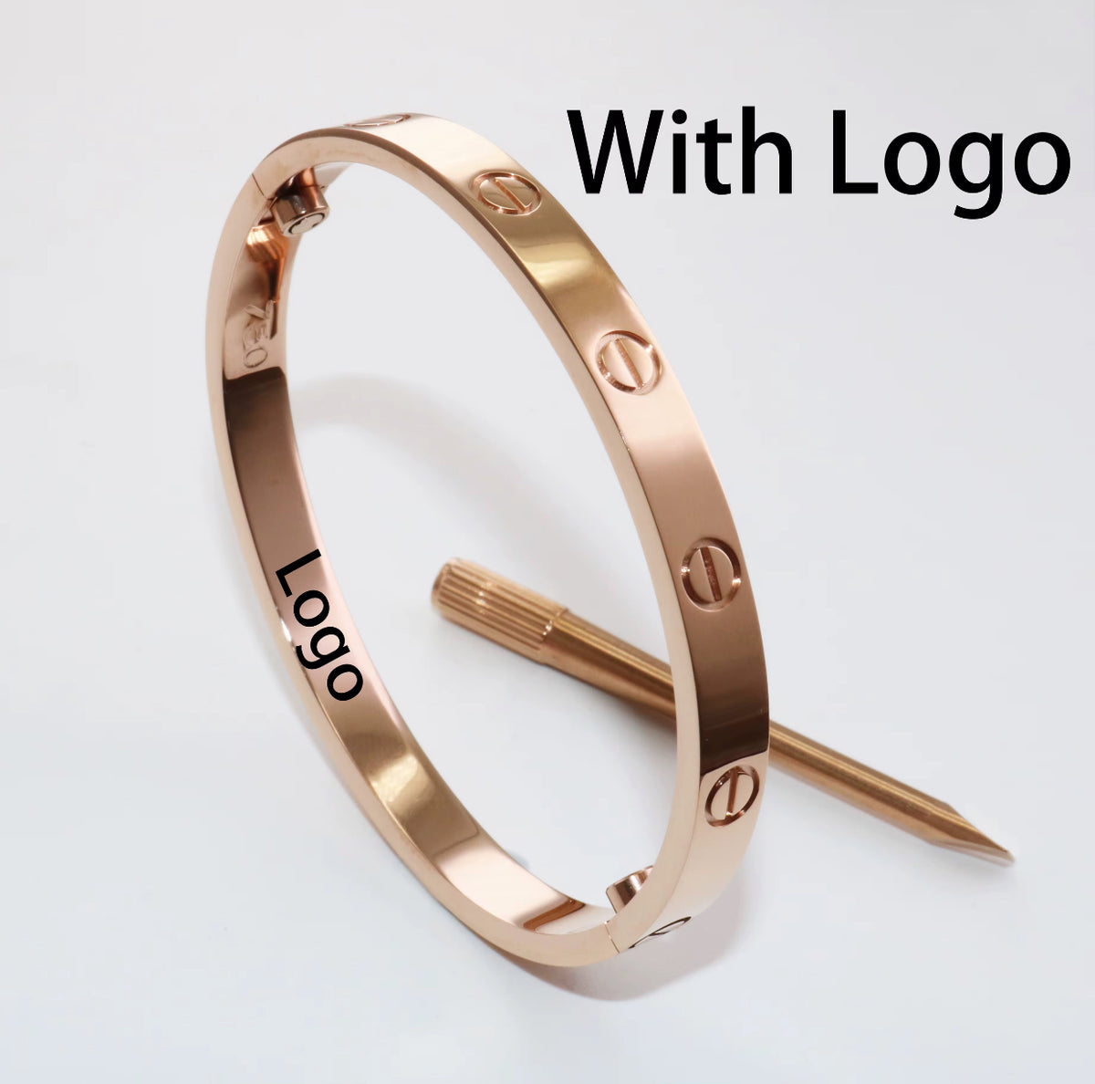 Kika 316L Stainless Steel Bracelets with 18K Gold Plated, Screw Design and Zircons