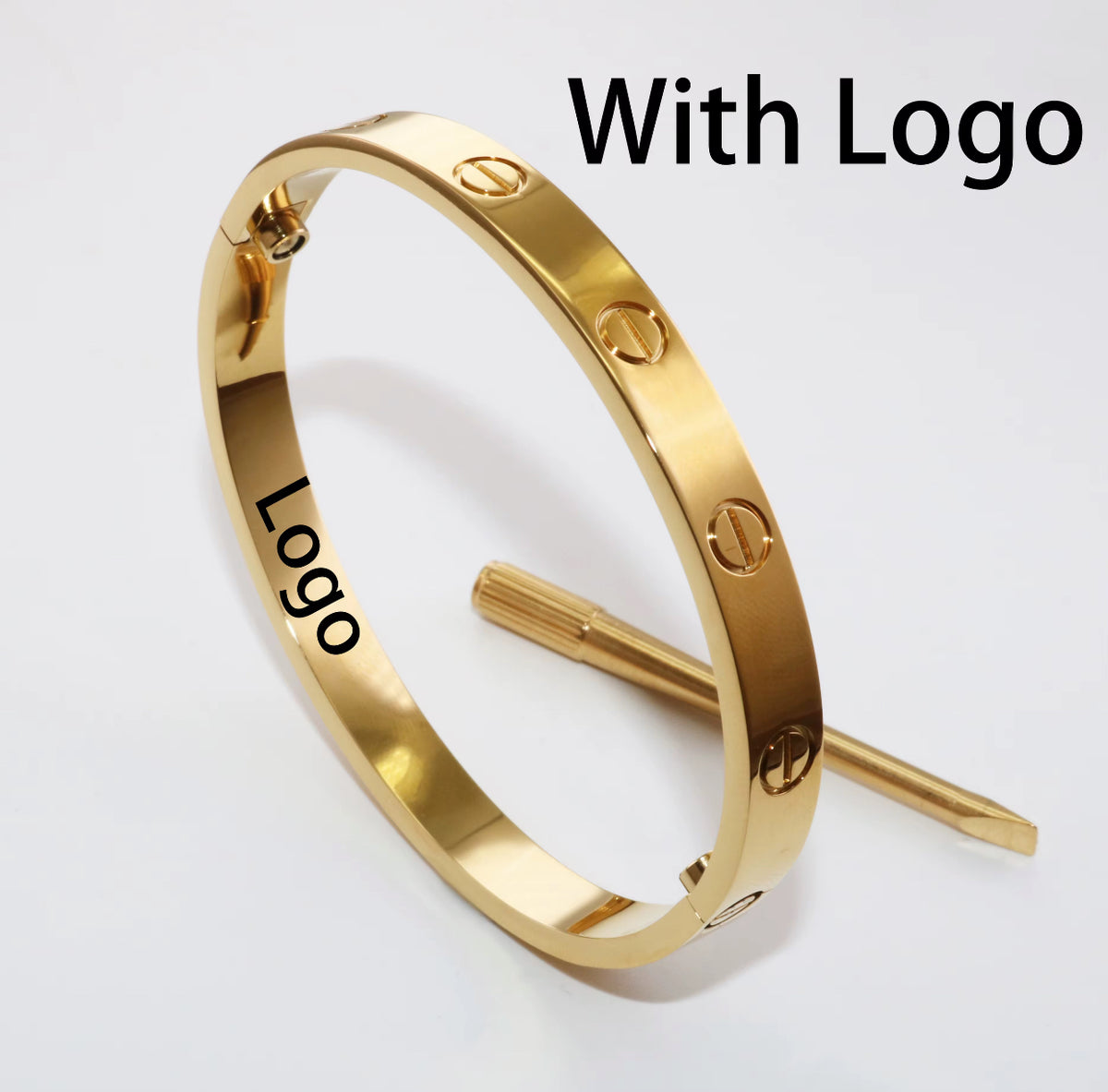 Kika 316L Stainless Steel Bracelets with 18K Gold Plated, Screw Design and Zircons