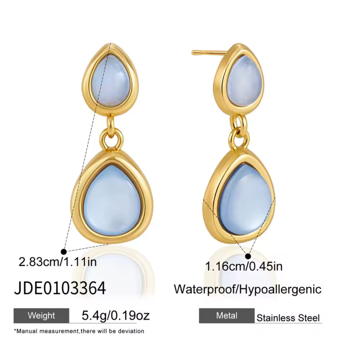 Kika Elegant Blue Resin Necklace Earrings Bracelet