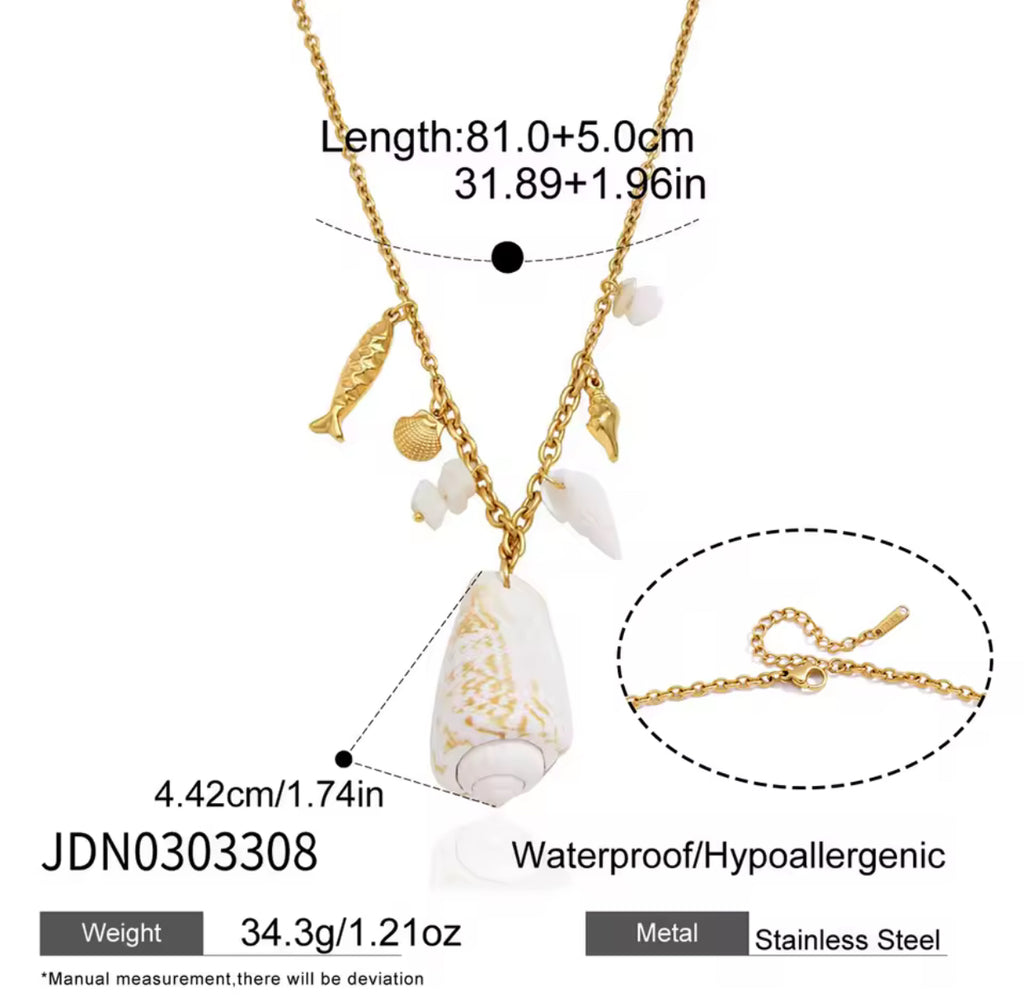 Kika Shell Conch Fish Pendant Necklace