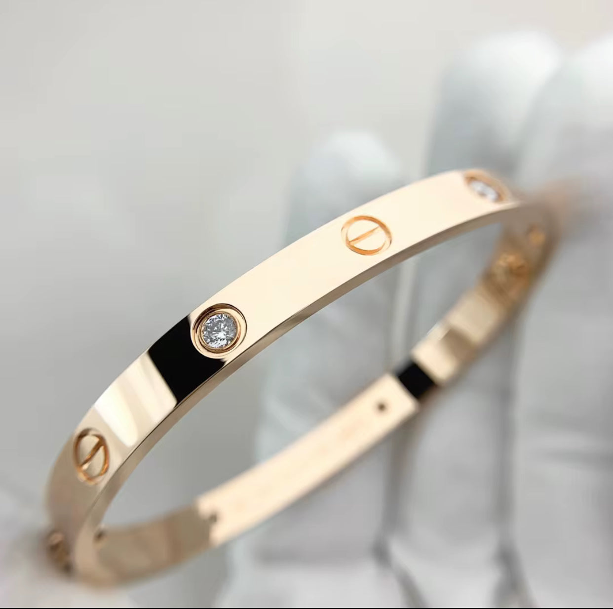 Kika 316L Stainless Steel Bracelets with 18K Gold Plated, Screw Design and Zircons