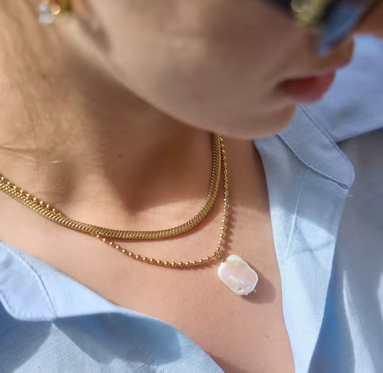 Kika Elegant Irregular Freshwater Pearl Pendant Necklace