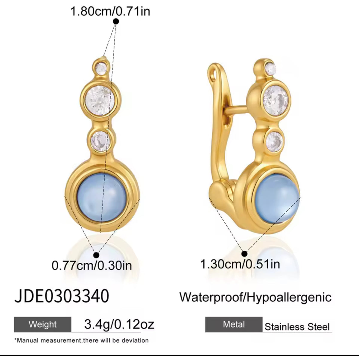 Kika Delicate Blue Resin Necklace Earrings Bracelet