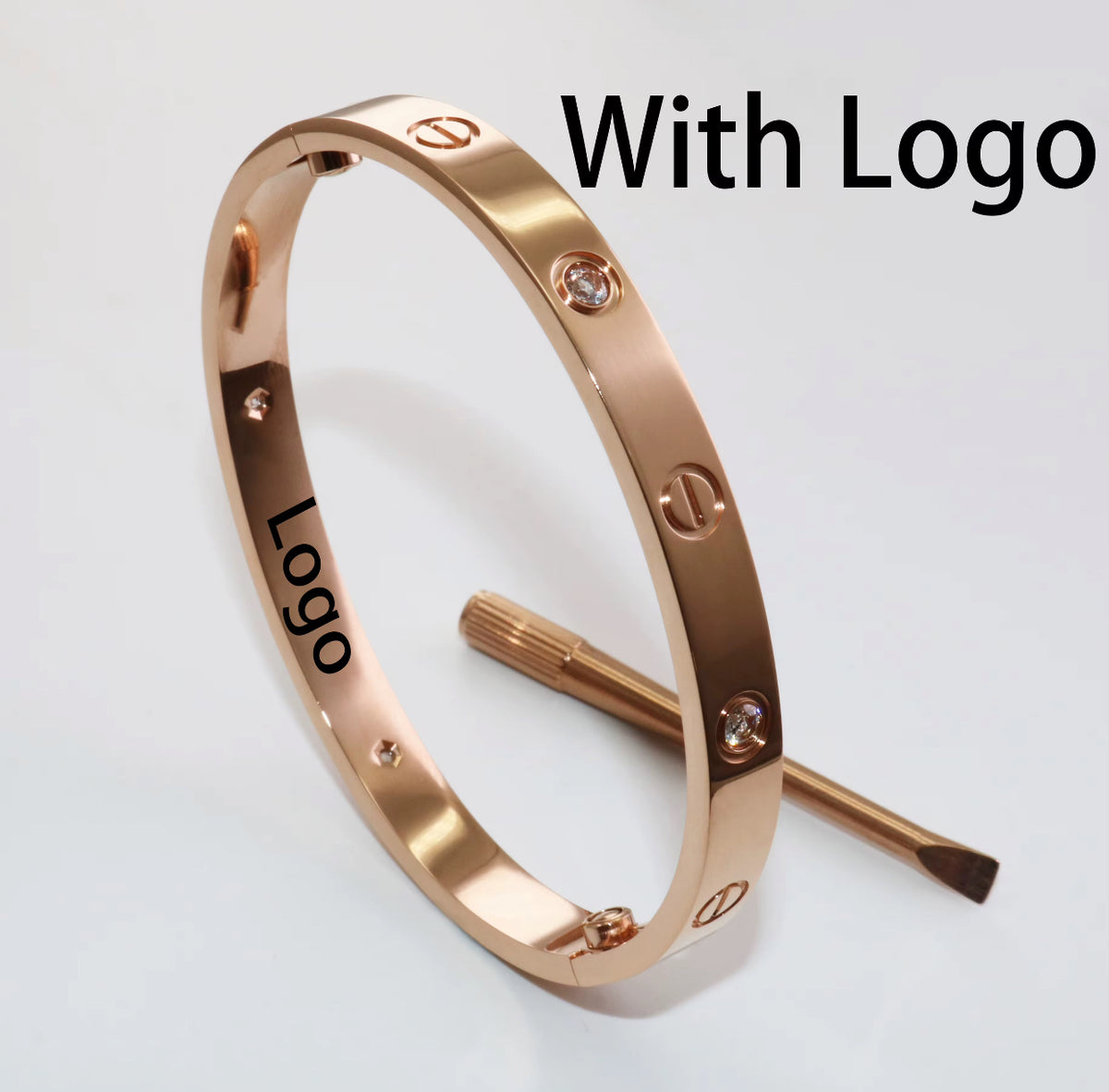 Kika 316L Stainless Steel Bracelets with 18K Gold Plated, Screw Design and Zircons