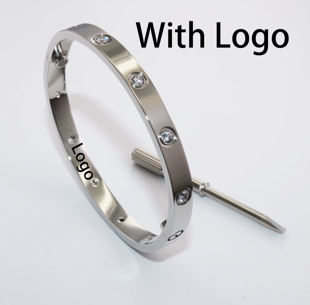 Kika 316L Stainless Steel Bracelets with 18K Gold Plated, Screw Design and Zircons