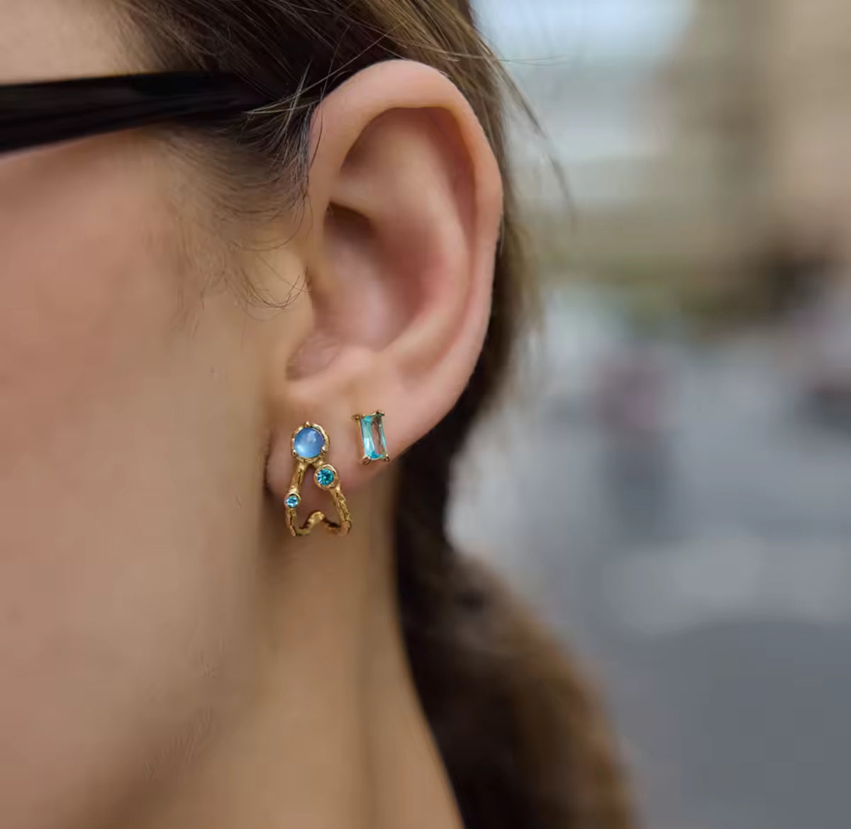 Kika Delicate Blue Resin Necklace Earrings Bracelet