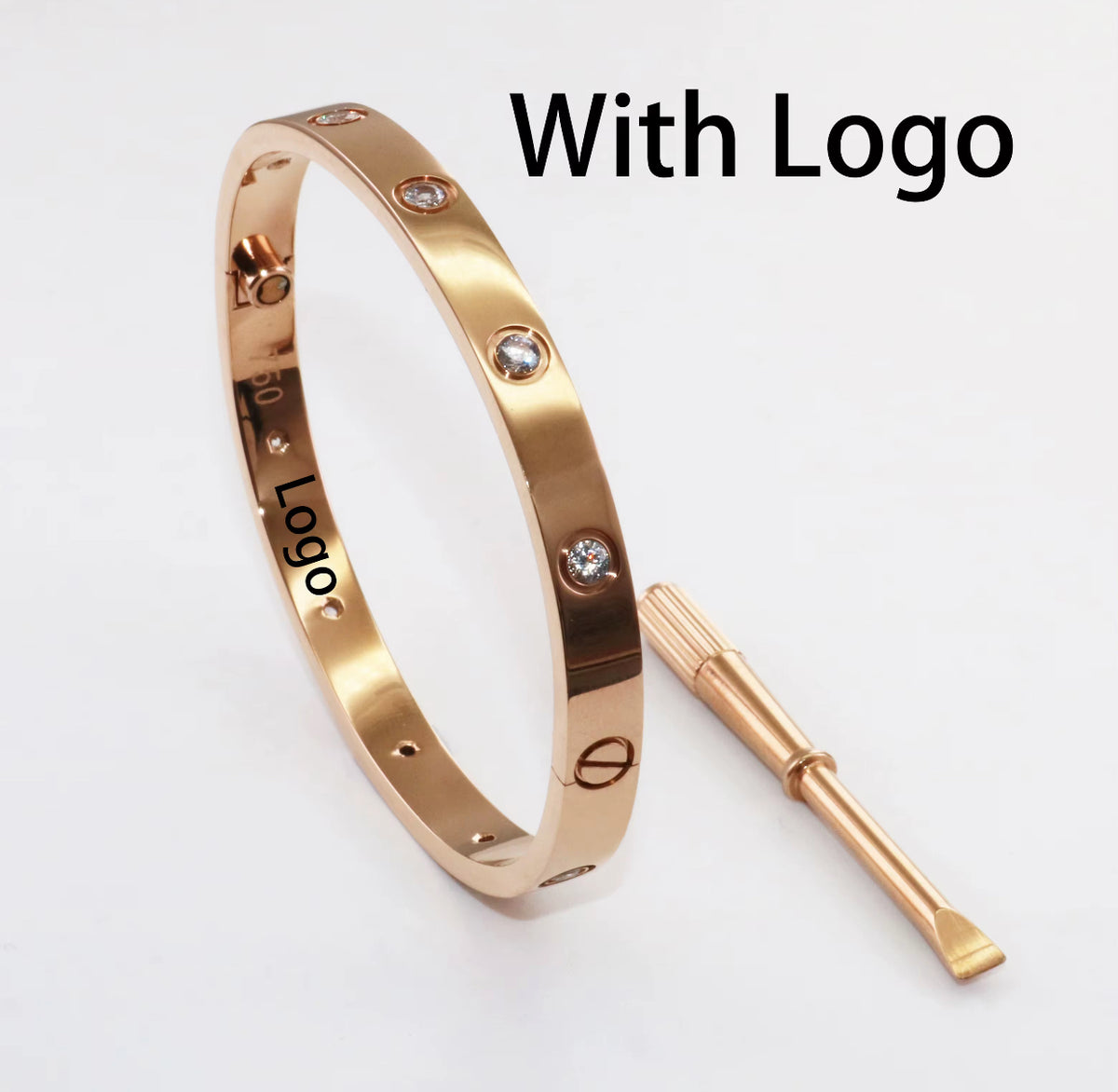 Kika 316L Stainless Steel Bracelets with 18K Gold Plated, Screw Design and Zircons