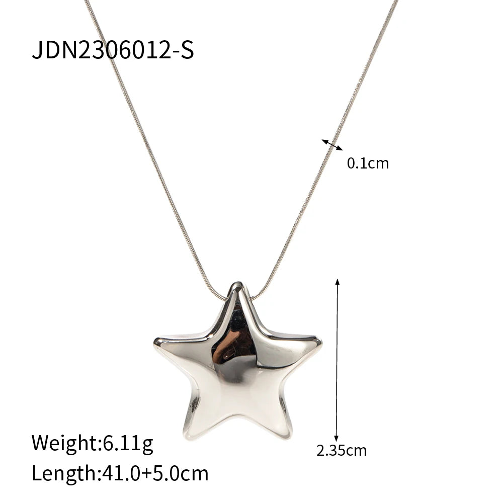 Kika Minimalist Classic  Stainless Steel Smooth Five Pointed Star Necklace