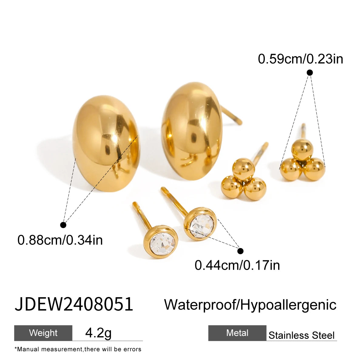 Exquisite 3-Pair Earring Set Shell Starfish Ear Studs Stackable