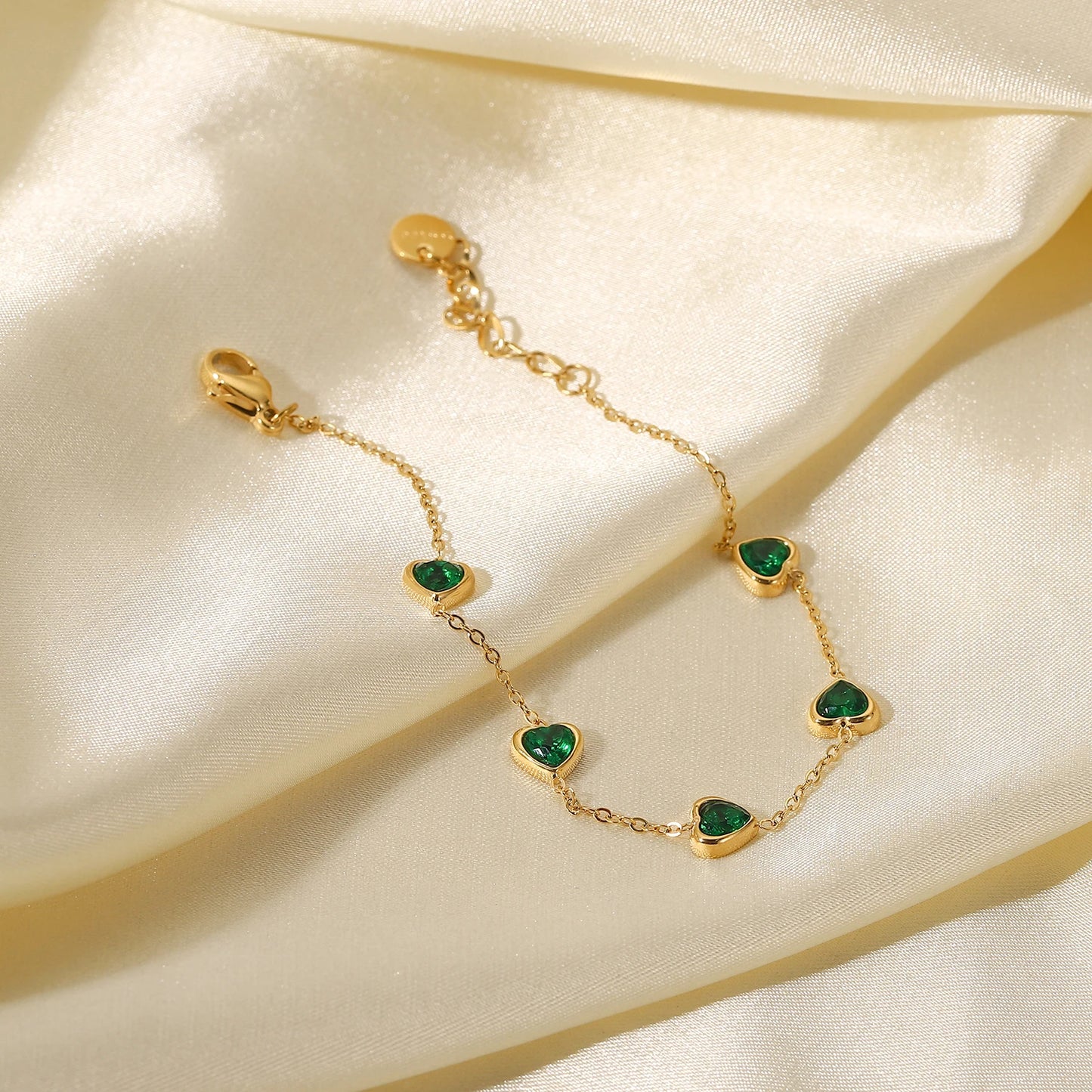 Green Heart Cubic Zirconia Bracelet