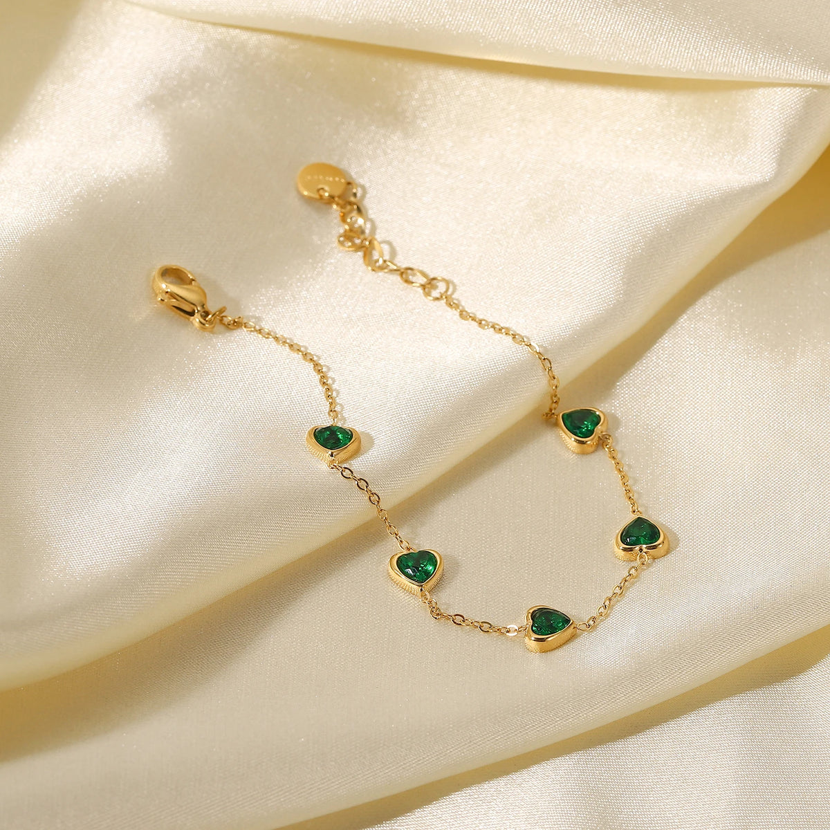 Green Heart Cubic Zirconia Bracelet