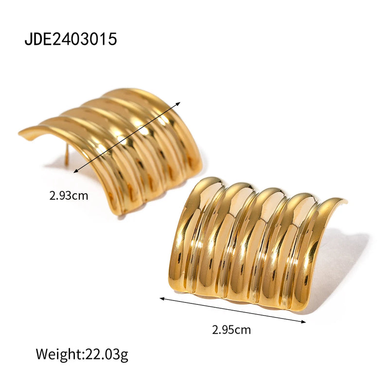 Kika Tarnish Free Vintage Gold Color Stainless Steel Stud Earrings