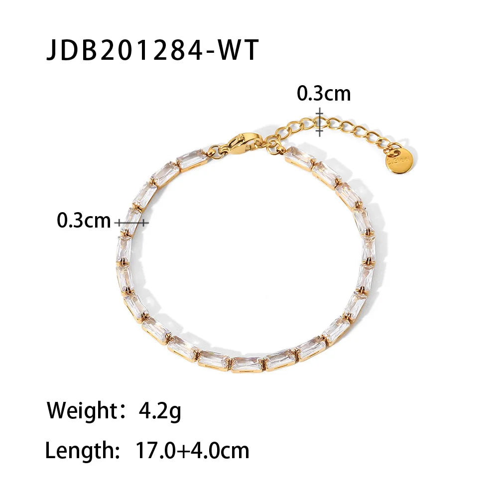 Maximalist Dipped With Cubic Zirconia Gemstones Stainless Steel Bracelet
