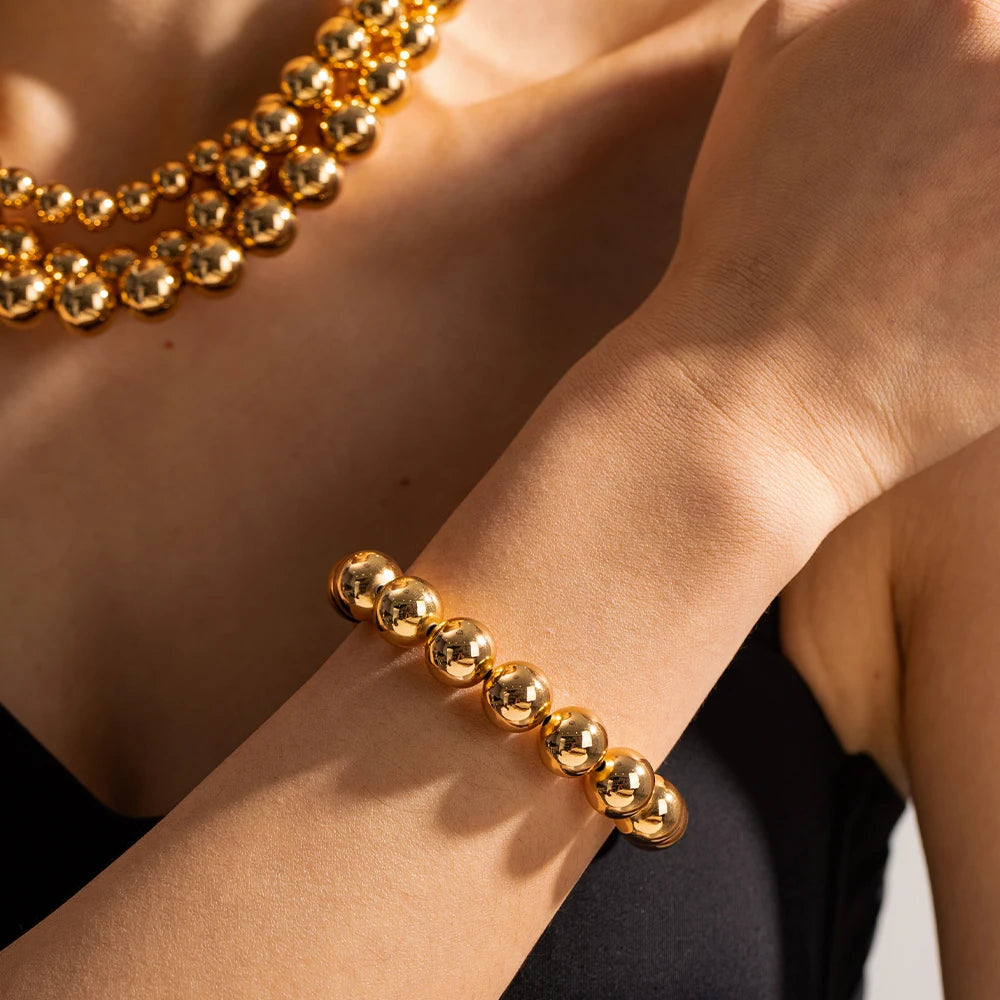 Kika Stainless Steel Bead Chain Bangle Bracelet Waterproof