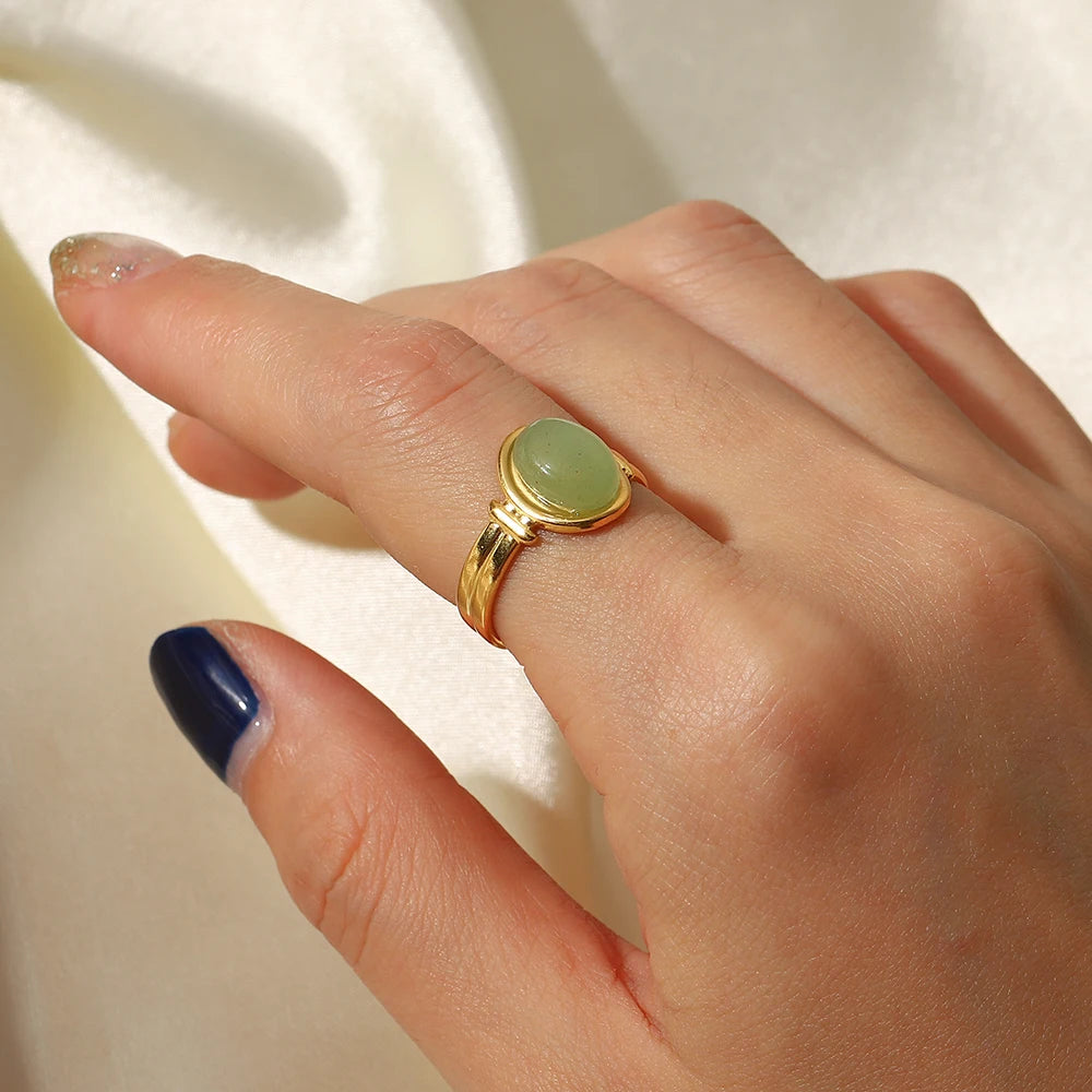 KIKA Chunky Sleek 18K Gold PVD Plated Over Stainless Steel 316L Elysian Ring Waterproof And Tarnish Resistant