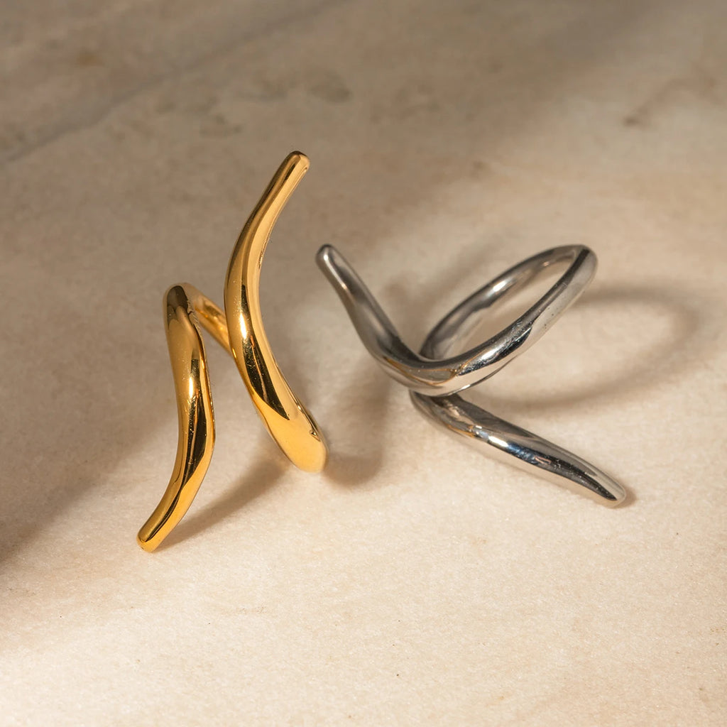 KIKA Fashion Statement Metalen Snake Animal Rvs 18K Gold Color Plating Vergulde Vinger Ring Waterdicht Sierade