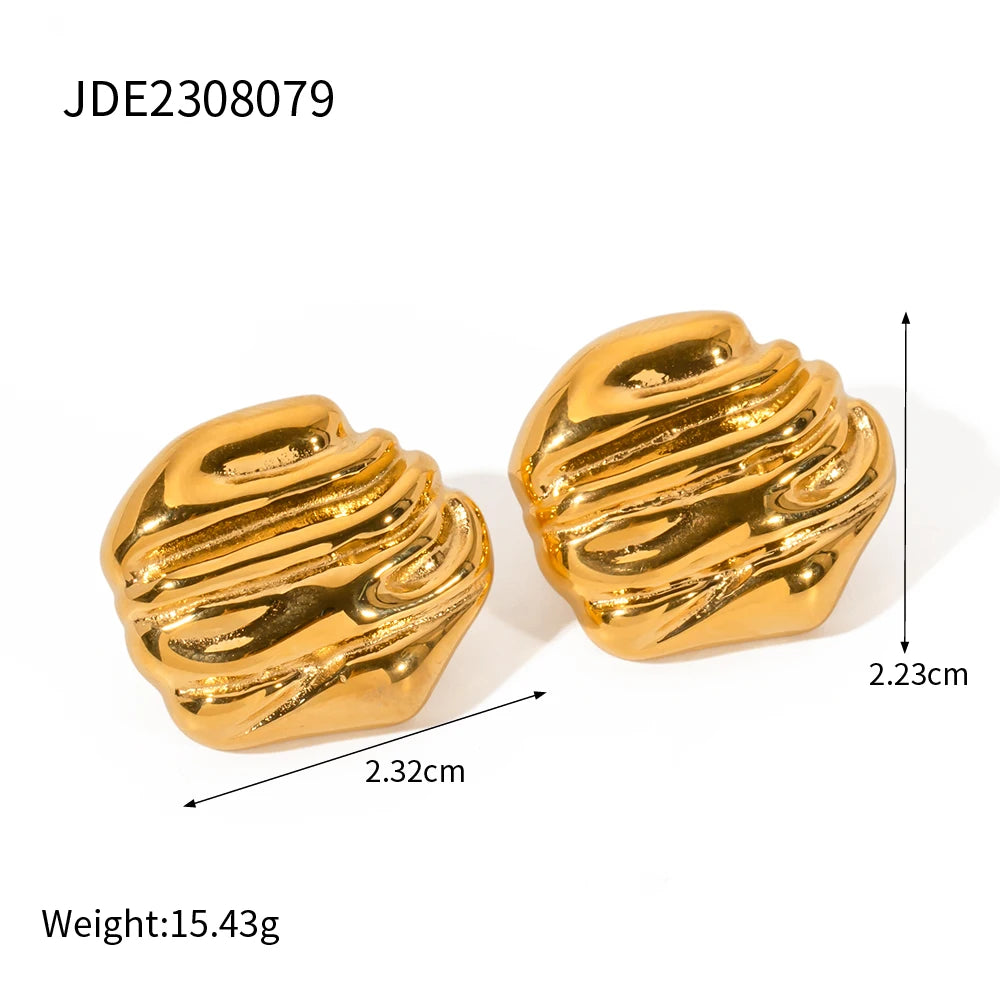 Stainless Steel Texture Ear Studs Irregular Earrings