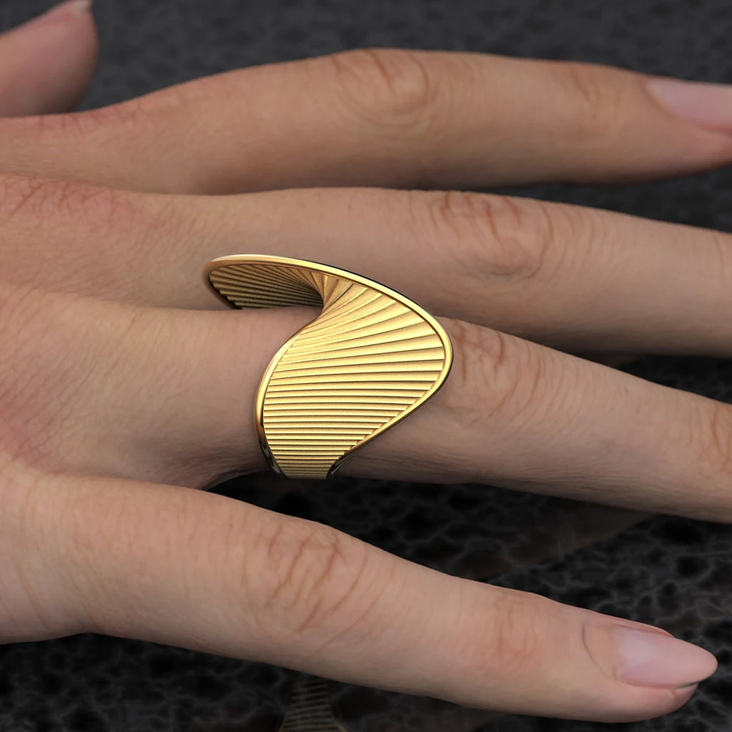 KIKA316L Stainless Steel Irregular Ring Statement Metal Golden Finger Geometric Ring Minimalist Jewelry Bijoux Femme New