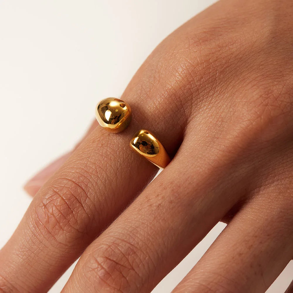 Kika Stylish Stainless Steel Layered Metal Texture Ring