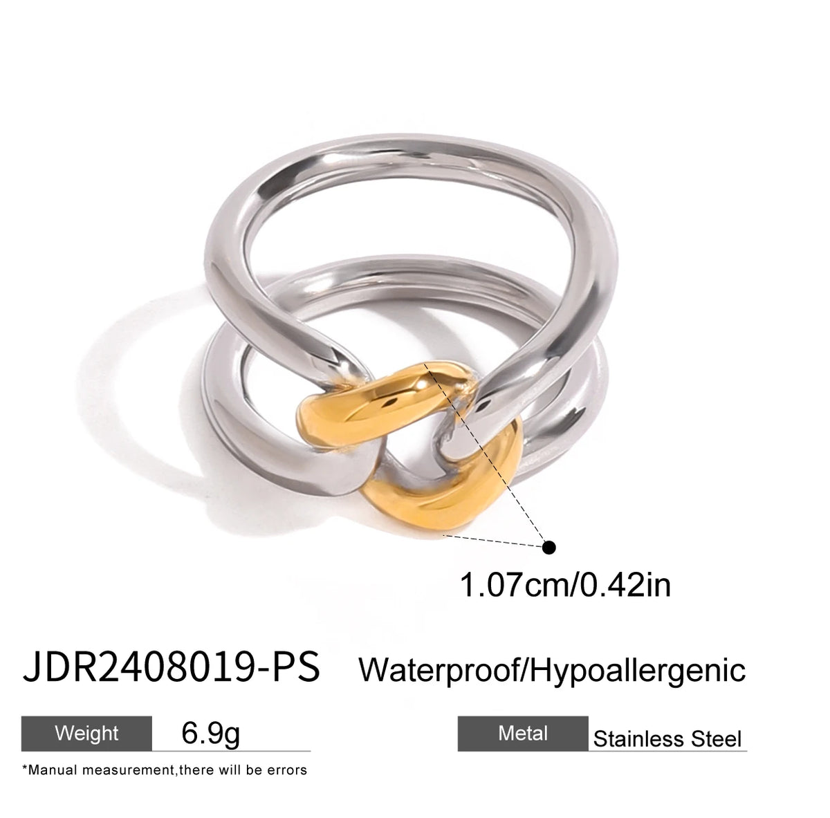 kika 316l Stainless Steel Non-Tarnish Two Toned Ring