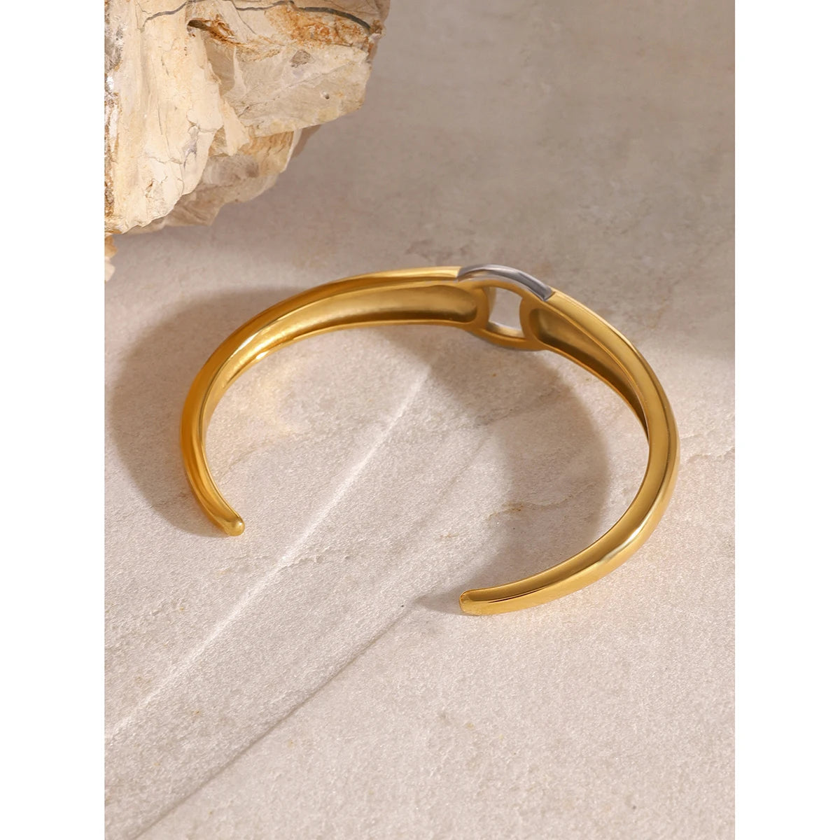 KIKA Waterproof 316L Stainless Steel Two-Toned Buckle Bracelet Bangle Women 18k Gold Color Charm Jewelry