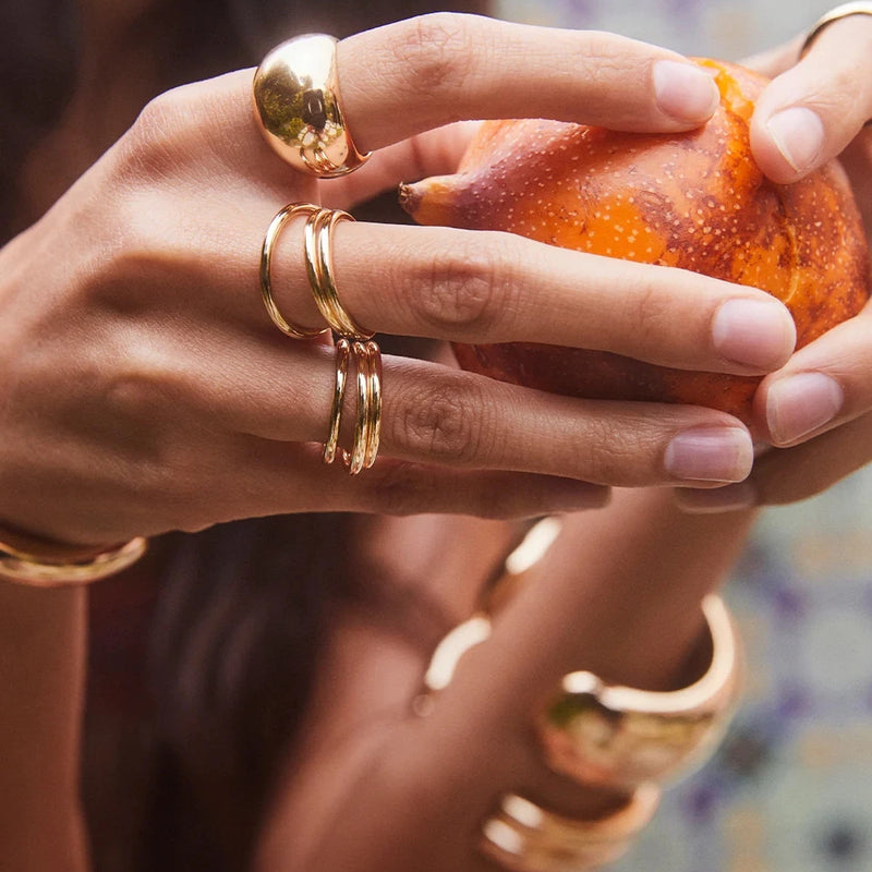 Kika Smooth Domed Design Bold And Lightweight Chunky Rings