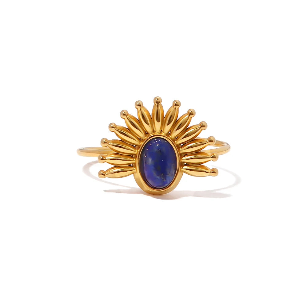 Kika Natural Stone Stainless Steel Gold Color Layered Hollow Open Ring Trendy Fashion France Chic Jewelry Envio Gratis Todo