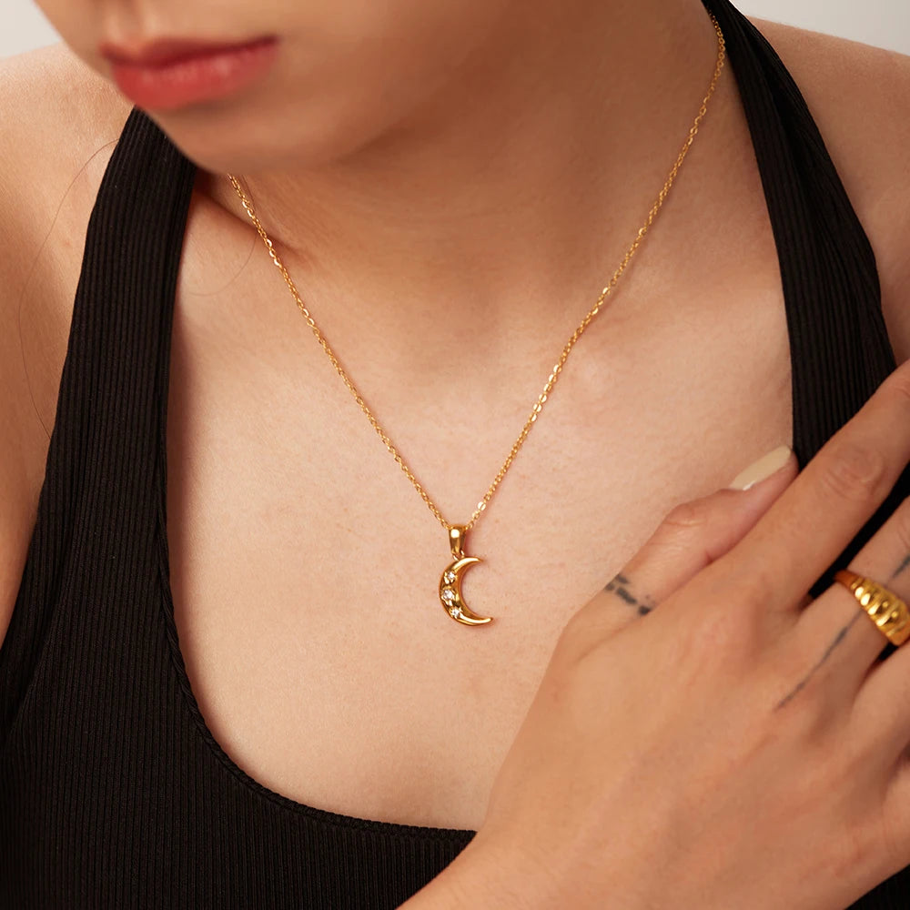 Moon Necklace 18K Gold Plated Color