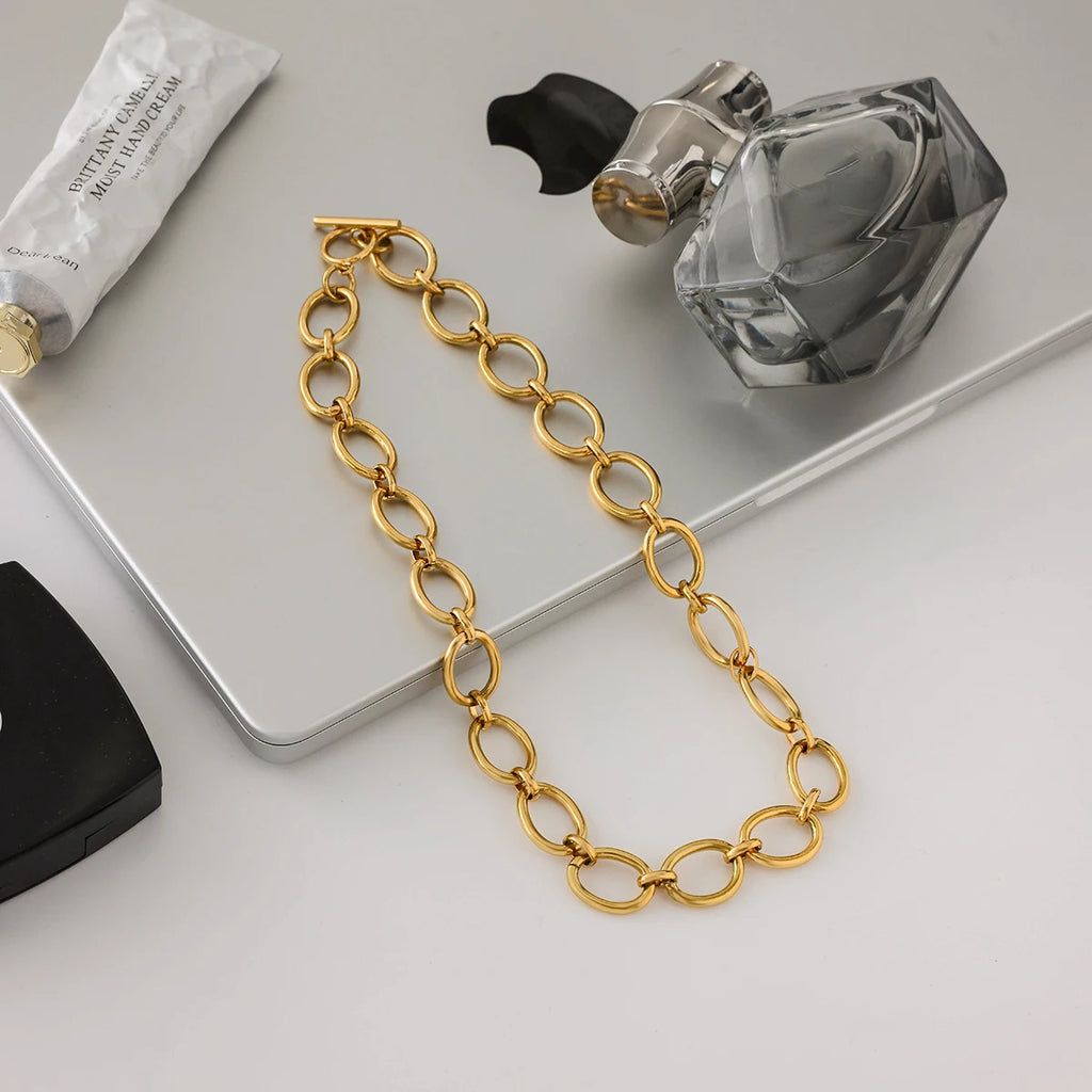 Minimalist Thick O-Link OT Clasp Necklace