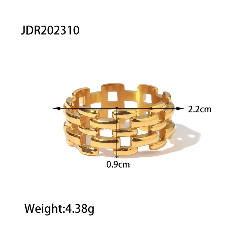 Kika Classic Cool Fashion Thick Chunky Watchband Small Hoop Earrings 18K PVD Gold Plated Stainless Steel For Woman