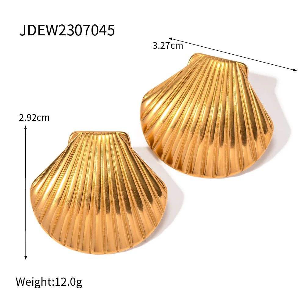 Stainless Steel Big Textured shell Big Stud Earrings Distinctive