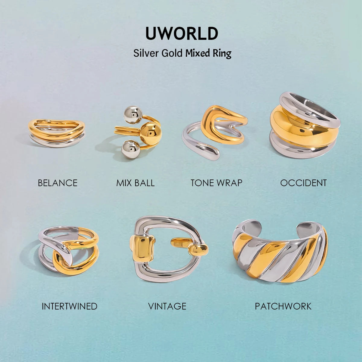 kika 316l Stainless Steel Non-Tarnish Two Toned Ring