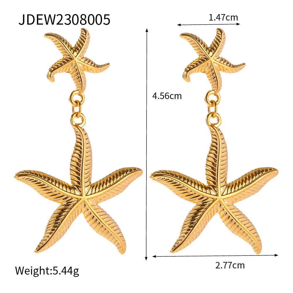 Kika Stainless Steel Starfish Drop Dangle Statement Earrings