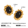 Kika White Zircon Multicolor Agate Stone Stud Earrings 18K Gold Plated Stainless Steel 316L