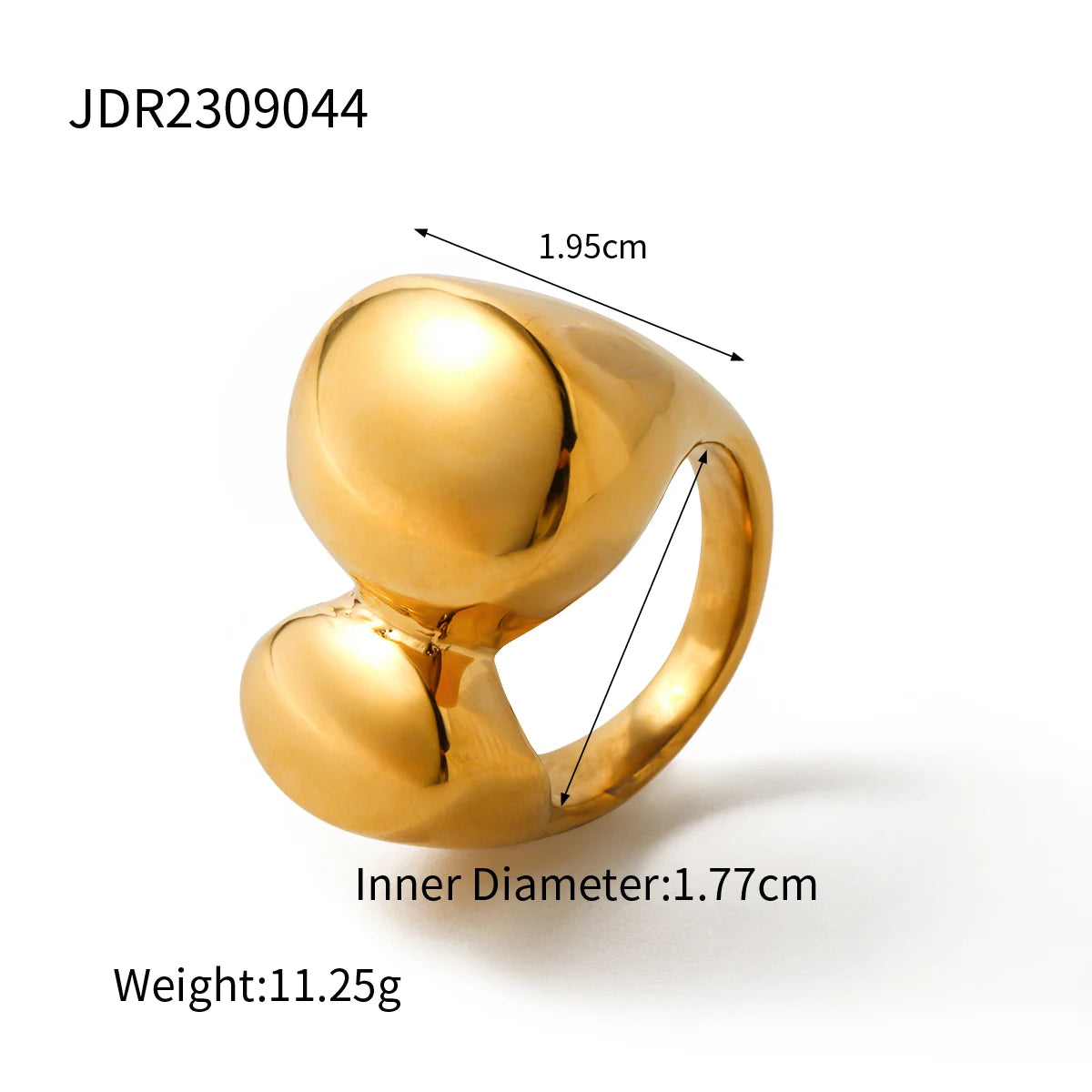 Kika Stylish Unique Stainless Steel Water Drop Geometric Finger Wide Ring for Women Personalized Metal Charm Jewelry Gift New