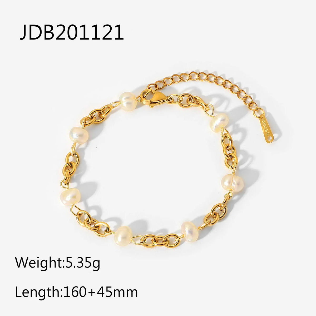 Kika Women's Jewelry Set Pearl Chain Gold Bracelet Adjustable Stackable Bracelet Love Earrings Gift for Her