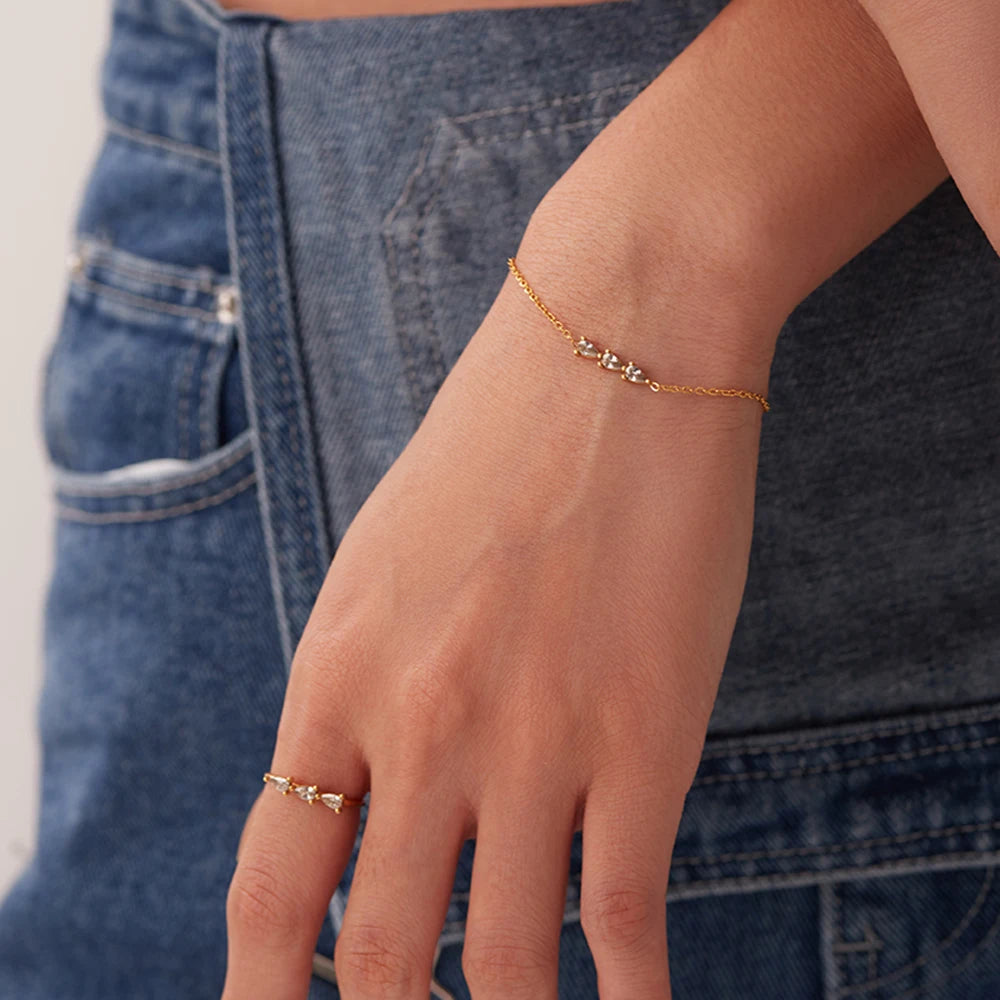 Maximalist Dipped With Cubic Zirconia Gemstones Stainless Steel Bracelet