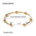 KIKA Gold PVD Plated Stainless Steel 316L Bracelets Jewelry Waterproof Mulit Round Ball Open Bangles