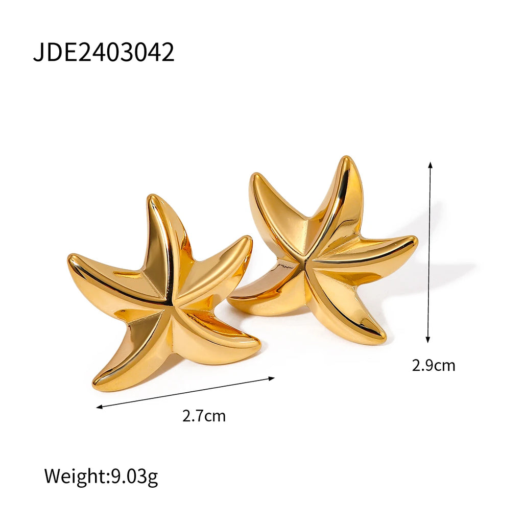 Kika Stainless Steel Starfish Drop Dangle Statement Earrings