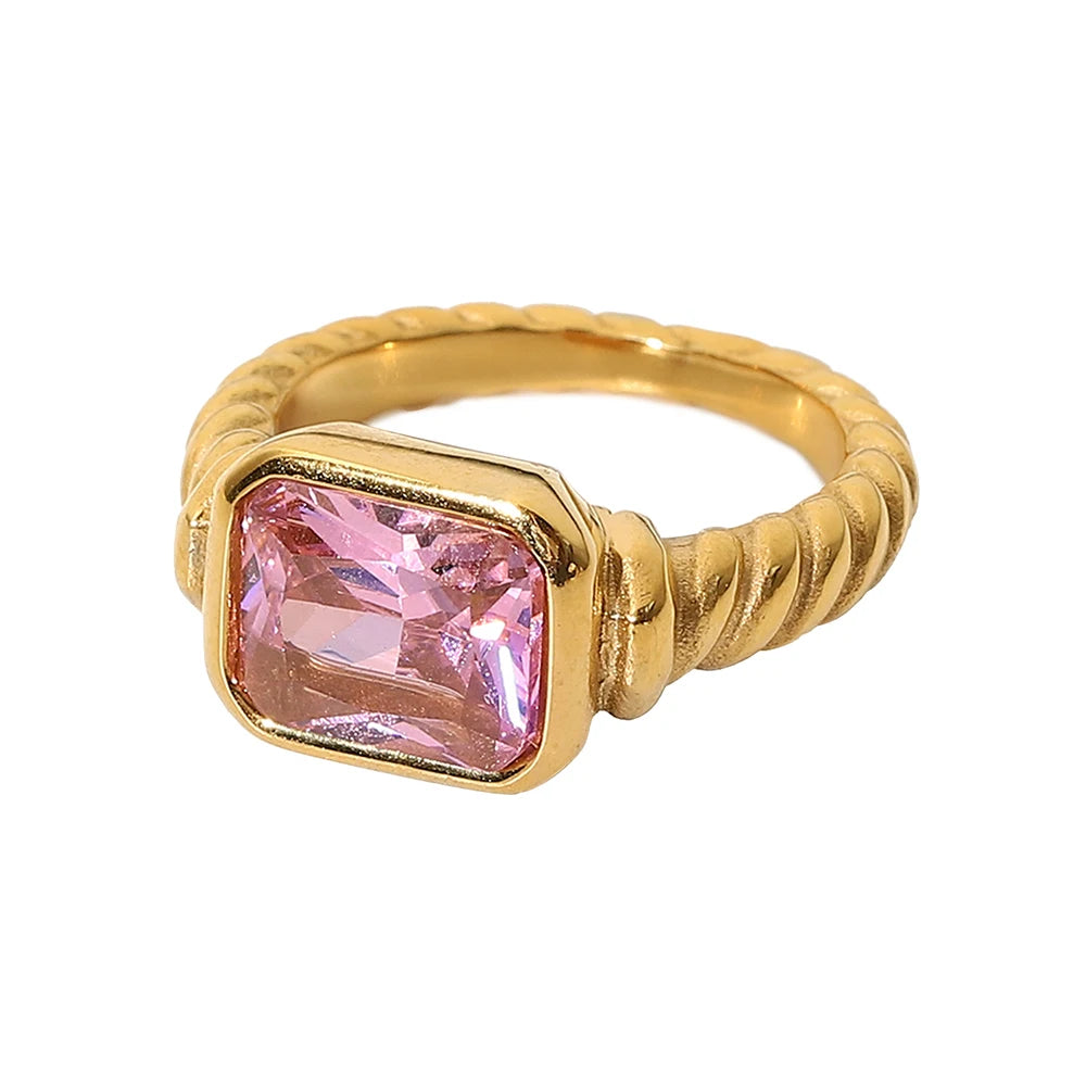 Zircon High Polished Geometric Round Chunky  Rings