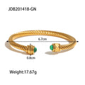 kika New Trendy18k Gold Plated Stainless Steel Jewelry Nature Stone Twist Pave Opening Bangles